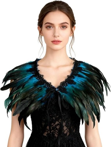 Women feather collar cape - feather,