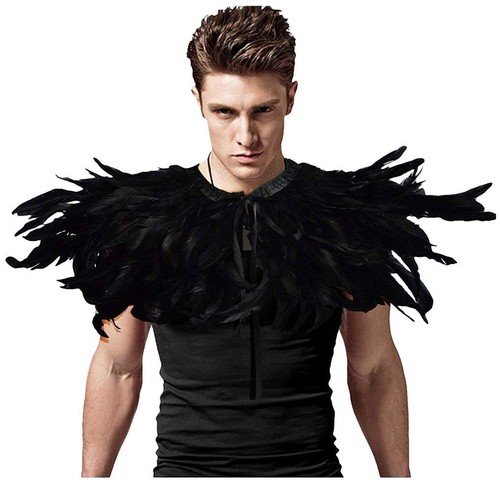 Gothic black feather shrug - black,